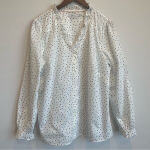 Boden White and Black Sheer Polka Dot Women’s Shirt